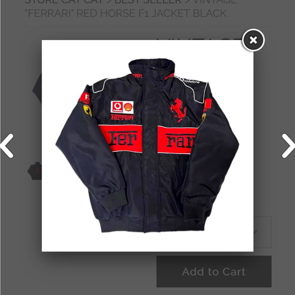 Ferrari Black and Red Bomber Jacket with Varsity Style